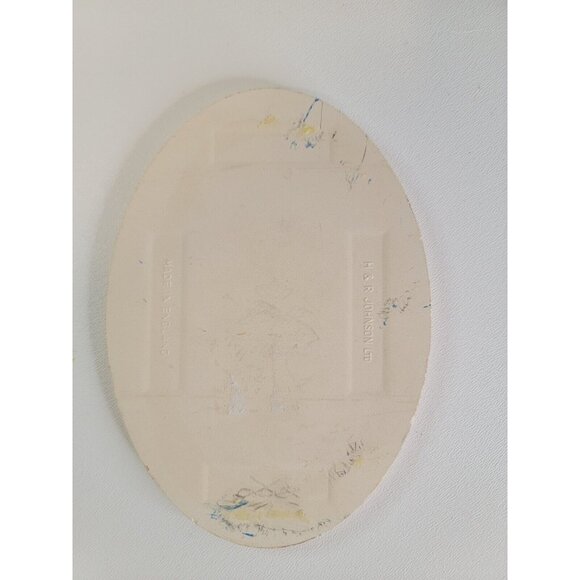 Vintage H & R Johnson Tile Delft Ceramic Tile Herfst Hunter Dog Scene Oval 4 x 6 - Picture 3 of 5